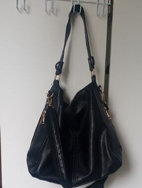 Slouchy Shoulder Bag with Gold Hardware
